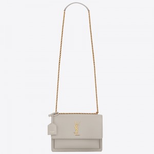 Saint Laurent Sunset Medium Bag In White Calfskin