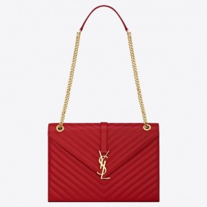 Saint Laurent Large Monogramme Envelope Red Shoulder Bag