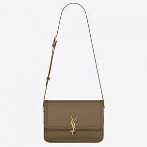 Saint Laurent Solferino Medium Bag In Khaki Calfskin