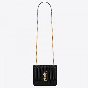 Saint Laurent Medium Vicky Bag In Black Patent Leather