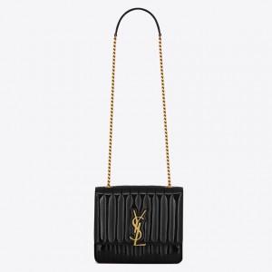 Saint Laurent Large Vicky Bag In Black Patent Leather
