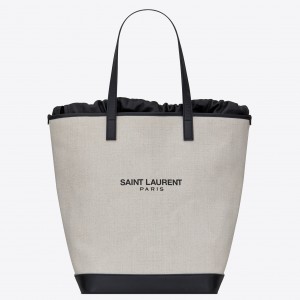 Saint Laurent Teddy Shopping Bag In Linen Canvas 