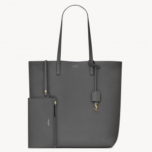 Saint Laurent North/South Shopping Bag in Grey Calfskin