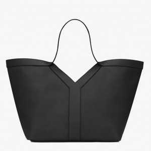 Saint Laurent Y Tote Bag in Black Calfskin