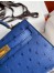 Hermes Blue Electric Ostrich Kelly Mini II Handmade Bag