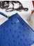 Hermes Blue Electric Ostrich Kelly Mini II Handmade Bag