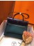 Hermes Herbag Zip 31cm Bag In Navy And Green