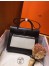 Hermes Herbag Zip 31cm Bag In Black Leather And Toile