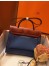 Hermes Herbag Zip 31cm Bag In Camel And Blue