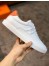 Hermes Quicker Sneakers In White/Orange Calfskin