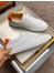 Hermes Quicker Sneakers In White/Orange Calfskin
