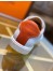 Hermes Quicker Sneakers In White/Orange Calfskin