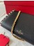 Valentino Rockstud Wallet with Chain in Black Grained Leather