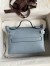  Hermes 24/24 Mini 21 Handmade Bag in Blue Lin Evercolor Leather