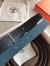 Hermes Quizz 32mm Reversible Belt In Blue Clemence Leather