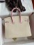 Hermes HSS Birkin 25 Bicolor Bag in Craie and Pink Chevre Mysore Leather 