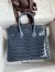 Hermes Birkin 25 Handmade Bag in Blue Tempete Crocodile Niloticus Shiny Skin