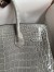 Hermes Birkin 25 Handmade Bag in Gris Ciment Crocodile Niloticus Shiny Skin