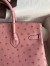 Hermes Birkin 25 Retourne Handmade Bag in Terre Cuite Ostrich Leather