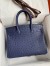 Hermes Birkin 30 Retourne Handmade Bag In Blue Iris Ostrich Leather