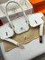 Hermes Birkin 35 Retourne Handmade Bag In White Clemence Leather