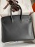 Hermes Birkin 35 Retourne Handmade Bag in Black Swift Leather 