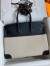 Hermes Birkin 35 Handmade Bag In Toile & Black Swift Leather 