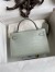 Hermes Kelly Mini II Sellier Handmade Bag In Gris Neve Matte Alligator Leather 