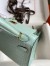 Hermes Kelly Mini II Sellier Handmade Bag In Vert D'eau Matte Alligator Leather