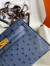Hermes Kelly Mini II Sellier Handmade Bag in Blue de Malte Ostrich Leather