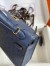 Hermes Kelly Mini II Sellier Handmade Bag in Blue de Malte Ostrich Leather
