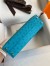 Hermes Kelly Mini II Sellier Handmade Bag in Turquoise Blue Ostrich Leather