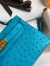 Hermes Kelly Mini II Sellier Handmade Bag in Turquoise Blue Ostrich Leather