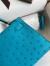 Hermes Kelly Mini II Sellier Handmade Bag in Turquoise Blue Ostrich Leather