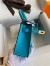 Hermes Kelly Mini II Sellier Handmade Bag in Turquoise Blue Ostrich Leather