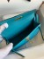 Hermes Kelly Mini II Sellier Handmade Bag in Turquoise Blue Ostrich Leather