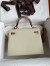 Hermes HSS Kelly Sellier 25 Bicolor Bag in Craie and Gold Epsom Calfskin