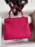 Hermes Kelly Retourne 25 Handmade Bag In Framboise Clemence Leather 