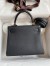 Hermes Kelly Retourne 25 Handmade Bag In Black Clemence Leather 