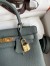 Hermes Kelly Retourne 25 Handmade Bag In Vert Amande Clemence Leather 