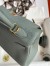 Hermes Kelly Retourne 25 Handmade Bag In Vert Amande Clemence Leather 