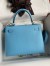 Hermes Kelly Sellier 25 Handmade Bag In Blue Candy Epsom Calfskin 