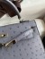 Hermes Kelly Sellier 25 Handmade Bag in Gris Agate Ostrich Leather