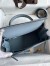 Hermes Kelly Retourne 28 Handmade Bag in Blue Lin Evercolor Calfskin