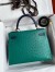 Hermes HSS Kelly 28 Bicolor Bag in Vert Vertigo and Blue Iris Ostrich Leather