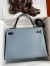Hermes HSS Kelly 32 Bicolor Bag in Blue Lin and Blue Clemence Leather 