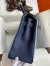 Hermes HSS Kelly 32 Bicolor Bag in Blue Lin and Blue Clemence Leather 