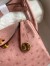 Hermes Mini Lindy Handmade Bag in Terre Cuite Ostrich Leather