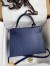 Hermes Blue Iris Ostrich Kelly 28cm Handmade Bag