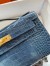 Hermes Blue Shiny Alligator Crocodile Kelly Pochette Bag